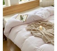 Pink Gingham Weighted Blanket Cover 48"x72", Soft Pre-Washed Microfiber Plaid Checked Duvet Cover for Weighted Blanket, Grid Heavy Blanket Duvet Cover (Pink Gingham, 48"x72")
