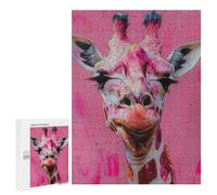 Pink Giraffe Art Print-3 Puzzle 1000 Teile Schwer Puzzle Spielzeug Lernspiel Impossible Herausforderungsspielzeug Für Erwachsene Kinder 500 PCS
