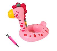 Pink Giraffe Baby Swimming Ring, 3D PVC Safety Aid Float Seat Inflatable Swimming Float, Circle Swim Float Boat with Double Handle Inflator for Age 6 Months-3 Years Toddler Floating Training