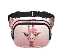 Pink Giraffe Fanny Pack For Women Waterproof Adjustable Belt Bags Waist Pack Fashion Casual Crossbody Bags Bum Bag For Running Workout Hiking Traveling, Black, One Size