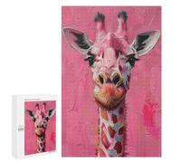 Pink Giraffe Painting Artwork Puzzle 1000 Teile Schwer Puzzle Spielzeug Lernspiel Impossible Herausforderungsspielzeug Für Erwachsene Kinder 1000 PCS