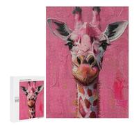 Pink Giraffe Painting Artwork Puzzle 1000 Teile Schwer Puzzle Spielzeug Lernspiel Impossible Herausforderungsspielzeug Für Erwachsene Kinder 500 PCS