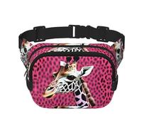 Pink Giraffe Texture print Fashion Waist Packs Crossbody Belt Bag Fanny Pack for Women Crossbody for Traveling Running, Black, One Size