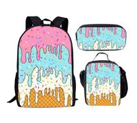 Pink Girl Backpack Cute Lightweight Multi Compartment Bookbag 3 Piece Star Cute Zipper Adjustable Girls Backpack Set for Preschool Kindergarten Elementary Travel Outdoor Camping