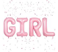 Pink GIRL Letter Balloons,40 Inch Letter GIRL Foil Balloon Light Pink Helium Pastel Pink Alphabet Balloons for Birthday Baby Shower Gender Reveal Party Decorations