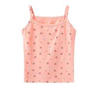 Pink Girls' Cotton Vest Flora Spaghetti Camisole Sleeveless Super Soft Undershirts Comfy Summer Vests Tanks Tops Underwear Cute Printed Breathable Everyday Wear Casual School Vest 12-13 Years