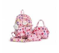 Pink Girls School Bag 4 piece set Cute Backpack Cherry Print Teenage Rucksack School Rucksack Lunch Bag Pencil Case Lightweight Padded Straps Multi Pockets Girl Boy Durable Daily Schools Travel age 9