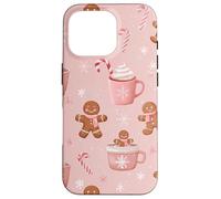 Pink Girly Coquette Gingerbread Man Christmas Holiday Winter Case for iPhone 16 Pro