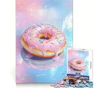 Pink Glazed Donut 1000 Piece Jigsaw Puzzle for Teenagers Logic Toy Group Play Precision Cut Thoughtful Gift (38x26cm)