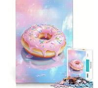 Pink Glazed Donut 1000 Piece Jigsaw Puzzles for Teenagers Jigsaw Logic Train Toy Stress Relief Smooth Cut Memorable Gift (38x52cm)