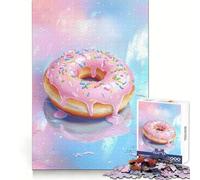 Pink Glazed Donut 1000 Piece Jigsaw Puzzles for Teenagers Memory Boost Home Leisure Image Assembly Lovely Gift (50x75cm)