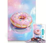Pink Glazed Donut 1000 Piece Jigsaw Puzzles for Teenagers Memory Boost Home Leisure Image Assembly Lovely Gift (50x75cm)