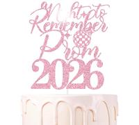 Pink Glitter A Night to Remember Prom 2026 Cake Topper, Disco Prom Night Decor, Dancing Themed 2026 Graduation Party Decorations Supplies for Graduate Boys Girls