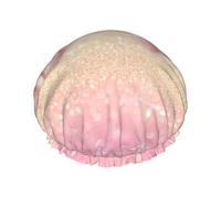 Pink glitter balloon Print women Shower Caps Bath Cap Reusable Waterproof Double Layers Hair Cap Comfort