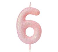 Pink Glitter Birthday Number Candle,Macaron 3D Flash Number 6 Candle Topper,Suitable for Girls and Boys' Birthdays Party Cake Decorations,Weddings,Anniversaries