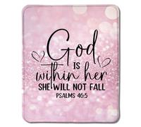 Pink Glitter Christian Mouse Pad, God Is Within Her She Will Not Fall Bible Verse Mouse Pads For Wireless Mouse Computers Laptop Desk Accessories, Christian Gifts For Women, 7.9X9.4 Inch