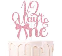 Pink Glitter Half Way to One Cake Topper, Bowknot Sweet 6 Months Cake Décor, Tying Bow Ties Themed Baby's Half Birthday Six Months Birthday Baby Shower Party Decorations Supplies