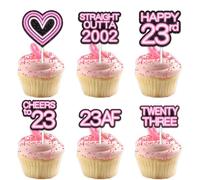 Pink Glitter Heart Dessert Cupcake Topper Pick for Straight Outta 2002 Legend Since 2002 Theme Decor Supplies Men Happy 23rd Birthday Party Decorations set 18pcs