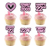 Pink Glitter Heart Dessert Cupcake Topper Pick for Straight Outta 2003 Legend Since 2003 Theme Decor Supplies Men Happy 22nd Birthday Party Decorations set 18pcs