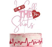 Pink Glitter I Call the Shots Cake Topper, Time for Shots/Congrats Nurse, 2026 Nursing School Graduation Party Decorations Supplies