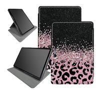 Pink Glitter Leopard Case Design for Microsoft Surface Go 3 2021 / Surface Go 2 2020 / Surface Go 2018 10-inch Tablet, 360 Degree Rotating Multiple Viewing Angles Case with Auto Sleep/Wake