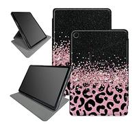 Pink Glitter Leopard Case for Samsung Galaxy Tab A8 10.5 Inch 2022 SM-X200/X205/X207, 360 Degree Rotating Folding Stand Multiple Viewing Angles Case with Auto Sleep/Wake