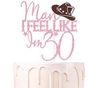 Pink Glitter Man I Feel Like I'm 30 Cake Topper, Western Cowgirl Cheers to 30 Years, Disco Cowgirl Nashville 30th Birthday Party Supplies