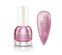 Pink Glitter Nail Polish, Nail Varnish Quick Dry, High Glossy Long Lasting Nail Polish with Sparkly Shimmer Effect - No Need UV Lamp Cure, Chip Resistant for Women DIY Manicure Nail Art