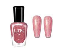 Pink Glitter Nail Polish - Shimmer Pink Nail Varnish - Sparkly Long Lasting & Quick Dry Nude Nail Polish DIY Manicure at Home - No Need UV Light for Women Girls