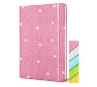 Pink Glitter Notebook A5 Hardback, 8.3x5.7 Inches 160 Pages Never Peel Off Glitter Lined Notebook for Girls Cute Teenager Journal for Women Blank Hardcover Notepads for Work Girls Gift