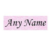 Pink Glitter Personalised Stable Door Sign, Horse/Pony Name Plate Plaque Metal Sign Nameplate, 275mm x 90mm