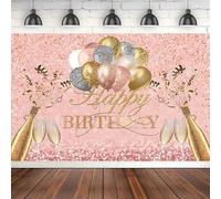 Pink Glitter Photography Backdrop Champagne Stemware Sweet Birthday Party Banner Balloons Photo Background Poster Props 180X120cm