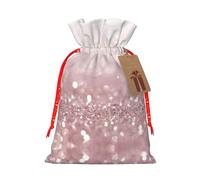 Pink Glitter Print Small Drawstring Pouch For Gifts,Reusable Gift Bag,For Holiday And Party Presents