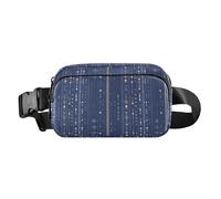 Pink Glitter Texture Blush Men Women Fashion Crossbody Bag Waist Packs for Travel Vacation Running, Navy Blue Stripes, One Size