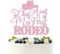 Pink Glitter This Ain't My First Rodeo Cake Topper, How the West was Two/My 2nd Rodeo, Western Cowboy 2nd Birthday Party Decorations Supplies