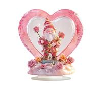 Pink Gnome Table Sign- Acrylic Gnome Table Decor, Waterproof Flat Figurine | Romantic Desktop Sculpture, Rose Giving Gnomes Ornaments For Valentine Gift Home Office Shelf Decoration