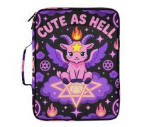 Pink Goat Demon Kawaii-Style Art Folder with Pocket Laege Capacity 1.5 Inch 3 Ringing Binder Organizer with Zipper Closure for Office Supplies