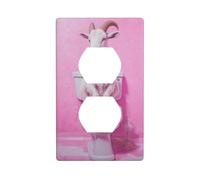 Pink Goat On Toilet Funny Bathroom Outlet Cover Light Switch Cover Decorative 1 Gang Wall Plate for Kitchen Room Bathroom Size 7x11.4cm