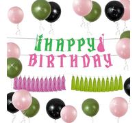Pink goes well with green party banner, witch party decorations, pink and green balloon, pink green banner for birthday party accessories