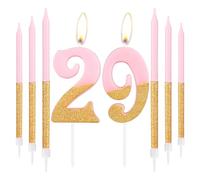 Pink Gold Birthday Candles, Gold Number 29 Candles with Long Candles, Pink Happy 29th Birthday Candles for Cake, Girls 29th Birthday Cake Decorations, Birthday Cake Toppers Girl, Wedding Anniversary