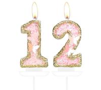 Pink Gold Butterfly 12th Birthday Candles, Pink Gold Candles Cake Toppers for Cake, Girls 12th Birthday Decorations,Butterfly Number 12 Candle Cake Topper for Girls Birthday Party,Wedding Suppiles