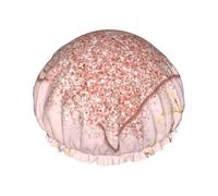 Pink Gold Glitter With A Brownish Red Rhombus,Shower Cap Nightcap Double Layer Waterproof Elastic Bath Cap Reusable Hair Cap