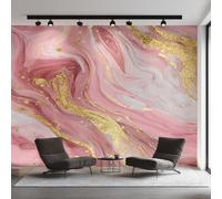 Pink Gold Marble Photo Wallpaper, Modern Fluid Art Wallpaper Mural, 350x256cm Wall Paper for Bedroom Living Room, Non-Woven Wall Mural Room Decor EL&D70