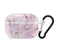 Pink Gold Marble Print Case Cover for AirPods Pro Case 2nd/1st Generation with Key Chain Full Protective Durable Shockproof Wireless Headphone Case PC Hard