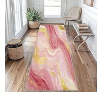 Pink Gold Marble Runner Rugs for Hallway 60x300, Abstract Fluid Hallway Runner Luxury Modern Pattern Carpet Runners for Kitchen Bedroom Living Room, Non Slip Long Rug upQ358r
