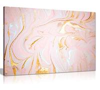 Pink & Gold Marble Swirl Canvas Wall Art Picture Print (36x24)
