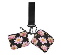 Pink Gold Oil Painting Feeling flower Women's Wallets Card Cases Large Capacity Women Credit Card Case Coin Purse with Zipper Coin Pocket for Daily Use 2 Pcs, Pink gold oil painting feeling flower