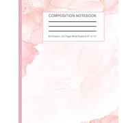 Pink Gold Pastel Watercolor Composition Notebook: Aesthetic Wide Ruled Paper Lined Notebook Journal For Students, Professionals, School, Work, Notes, ... Ideas | 9.25 x 7.5 Inches | 120 Pages
