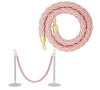 Pink & Gold Stanchion Rope - 4.0m Twisted Crowd Control Barrier, Braided Hemp Queue Divider with Clasps Hooks for Event Safety, Party, and Queue Management