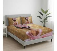 Pink Gold Supersoft Fitted Sheet - Easy Care with Elasticated Corners - Cosy & Comfortable Delicate Touch Photorealistic Ballet Bow Sparkle Fitted Sheet 135 x 190 x 30 cm - Fade Resistant